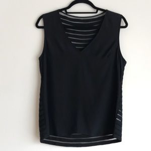parker • black sleeveless sheer silk v-neck tank top • small